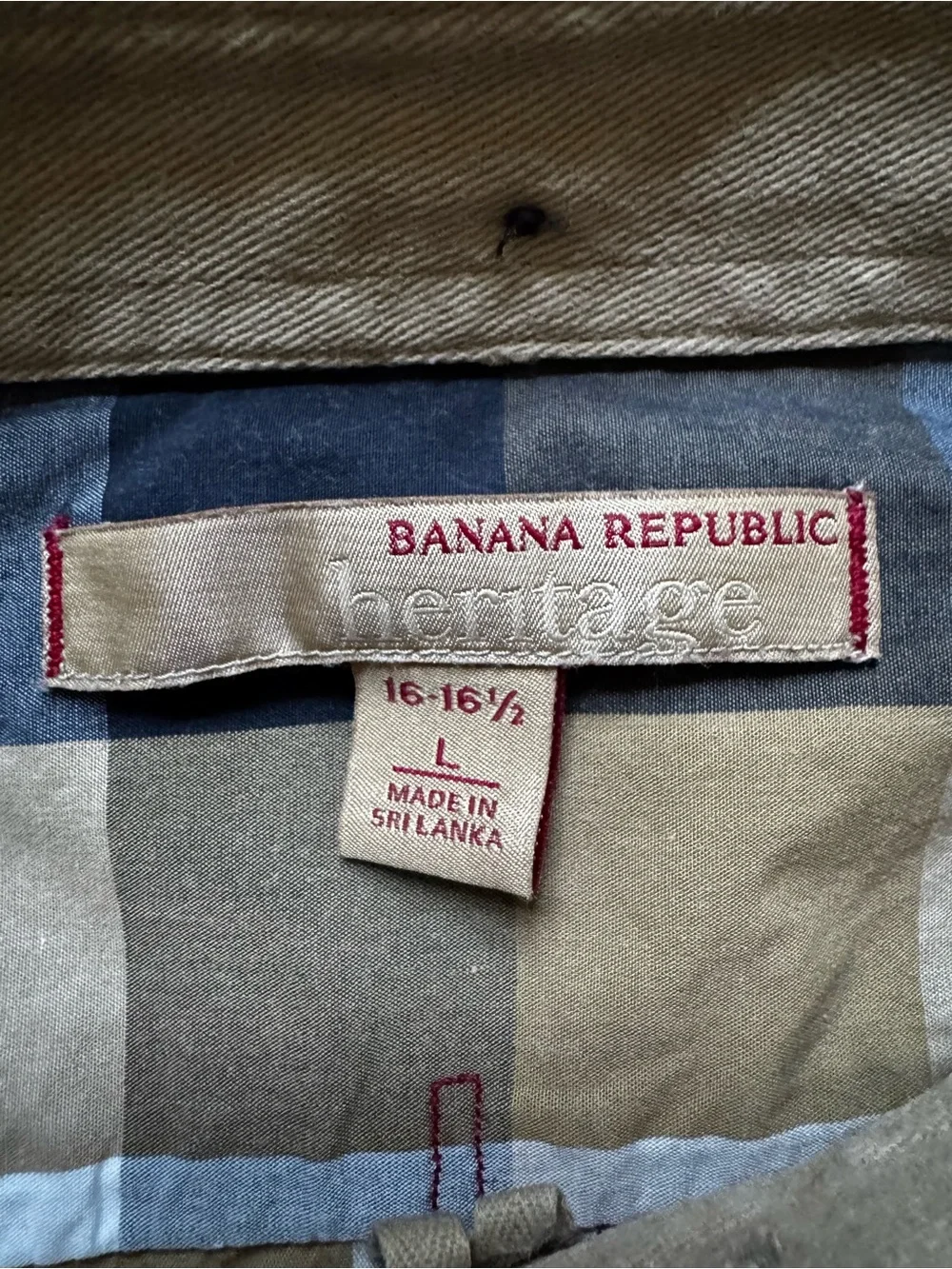 Banana Republic Heritage Men’s L Plaid 100% Cotton Button Down Shirt
